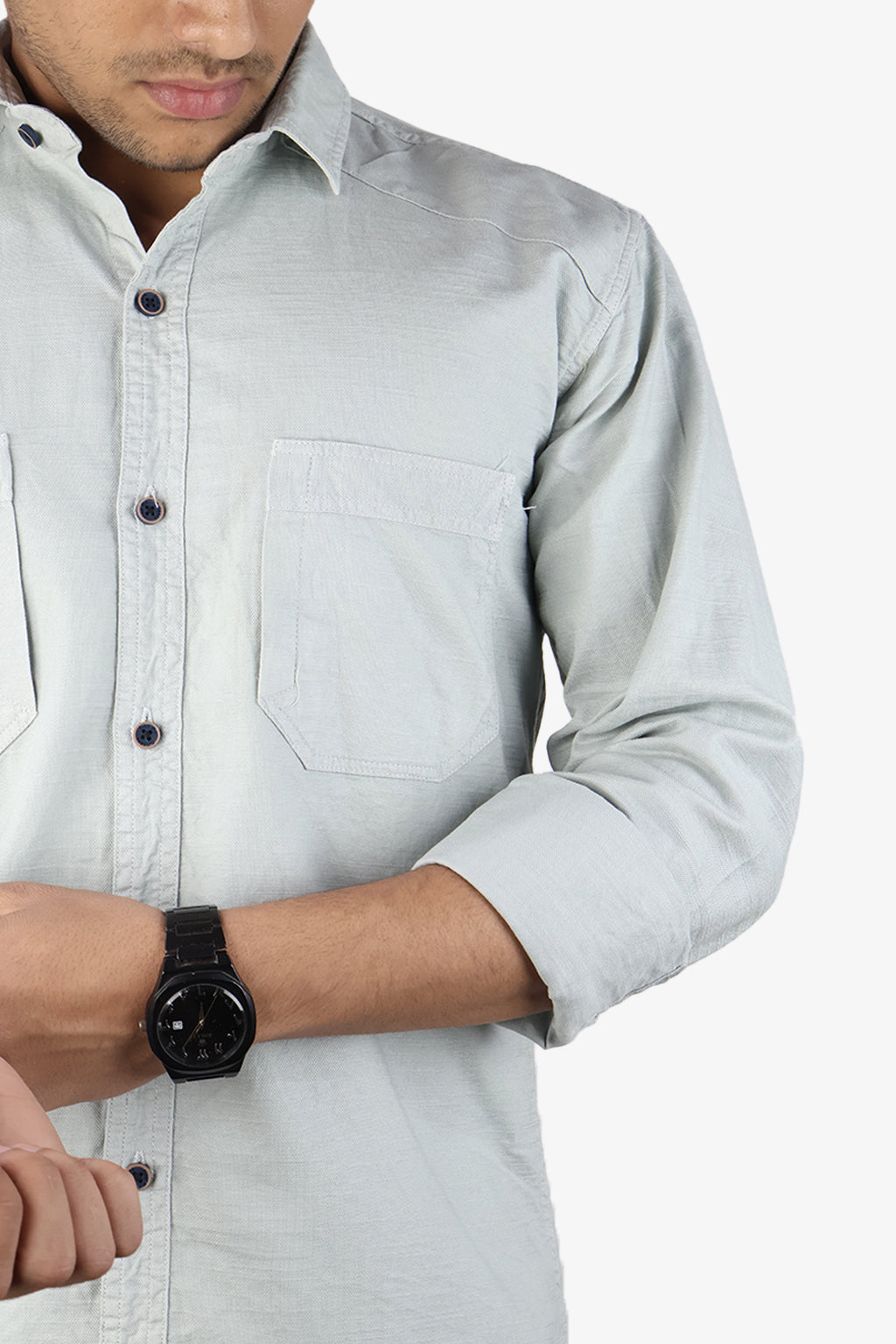 ROXX  S LIGHT GRAY | SLIM FIT PREMIUM POLO NECK CASUAL SHIRT | ORIGENS