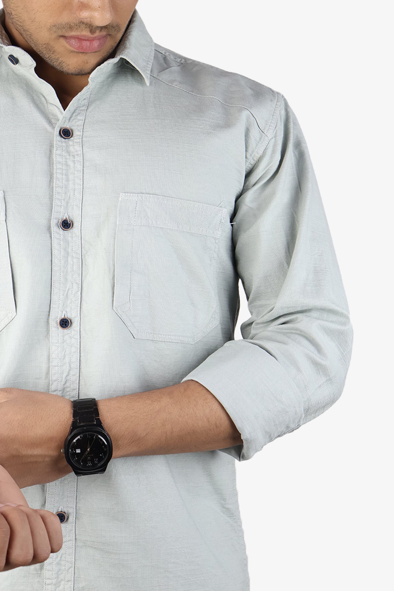 ROXX LIGHT GRAY | SLIM FIT PREMIUM POLO NECK CASUAL SHIRT | ORIGENS