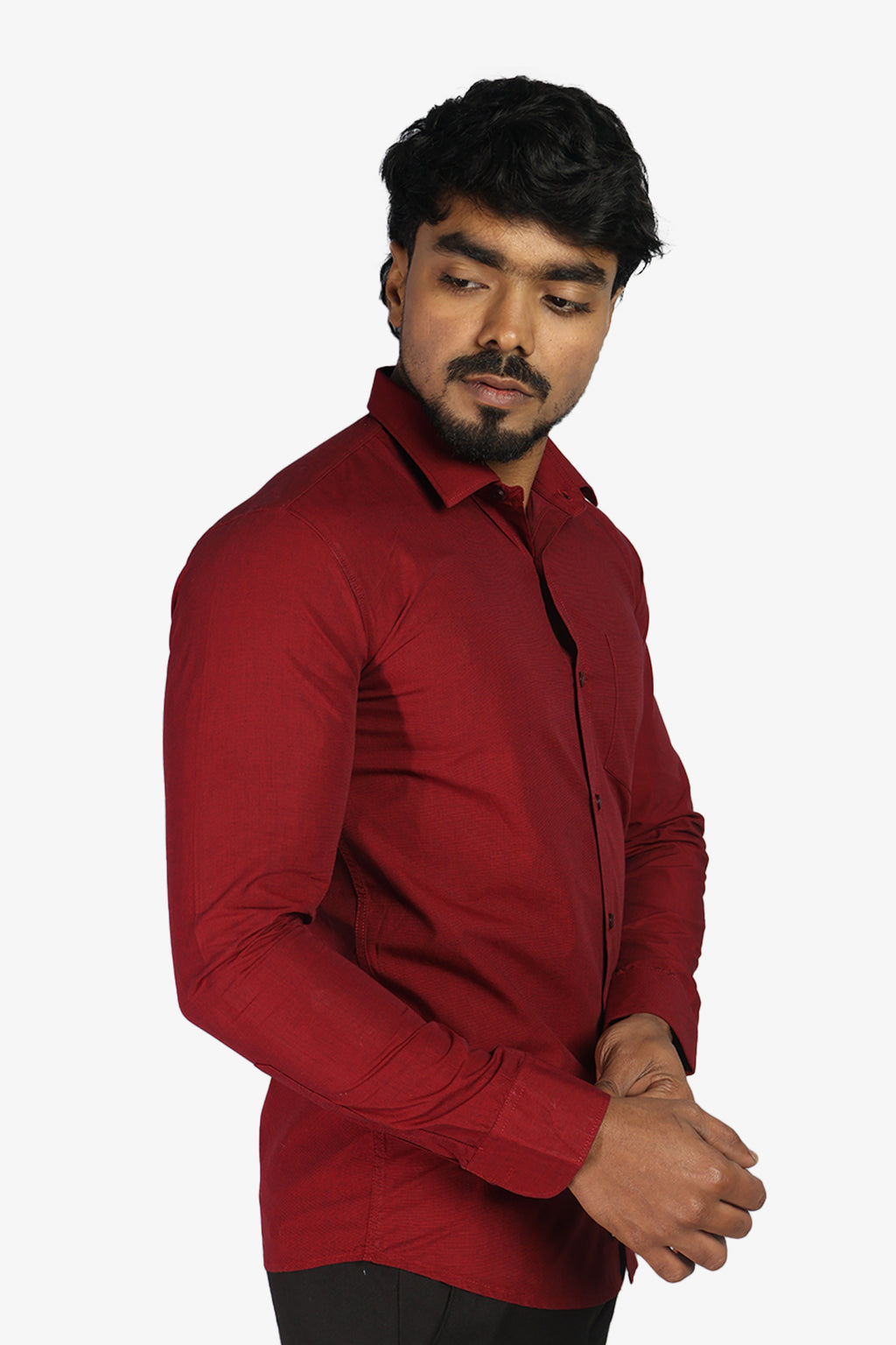 FIFA MAROON | SLIM FIT PREMIUM POLO NECK CASUAL SHIRT | ORIGENS