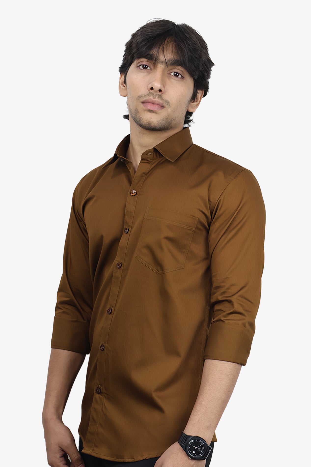 STAN BROWN | SLIM FIT PREMIUM POLO NECK CASUAL SHIRT | ORIGENS