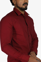 FIFA MAROON | SLIM FIT PREMIUM POLO NECK CASUAL SHIRT | ORIGENS