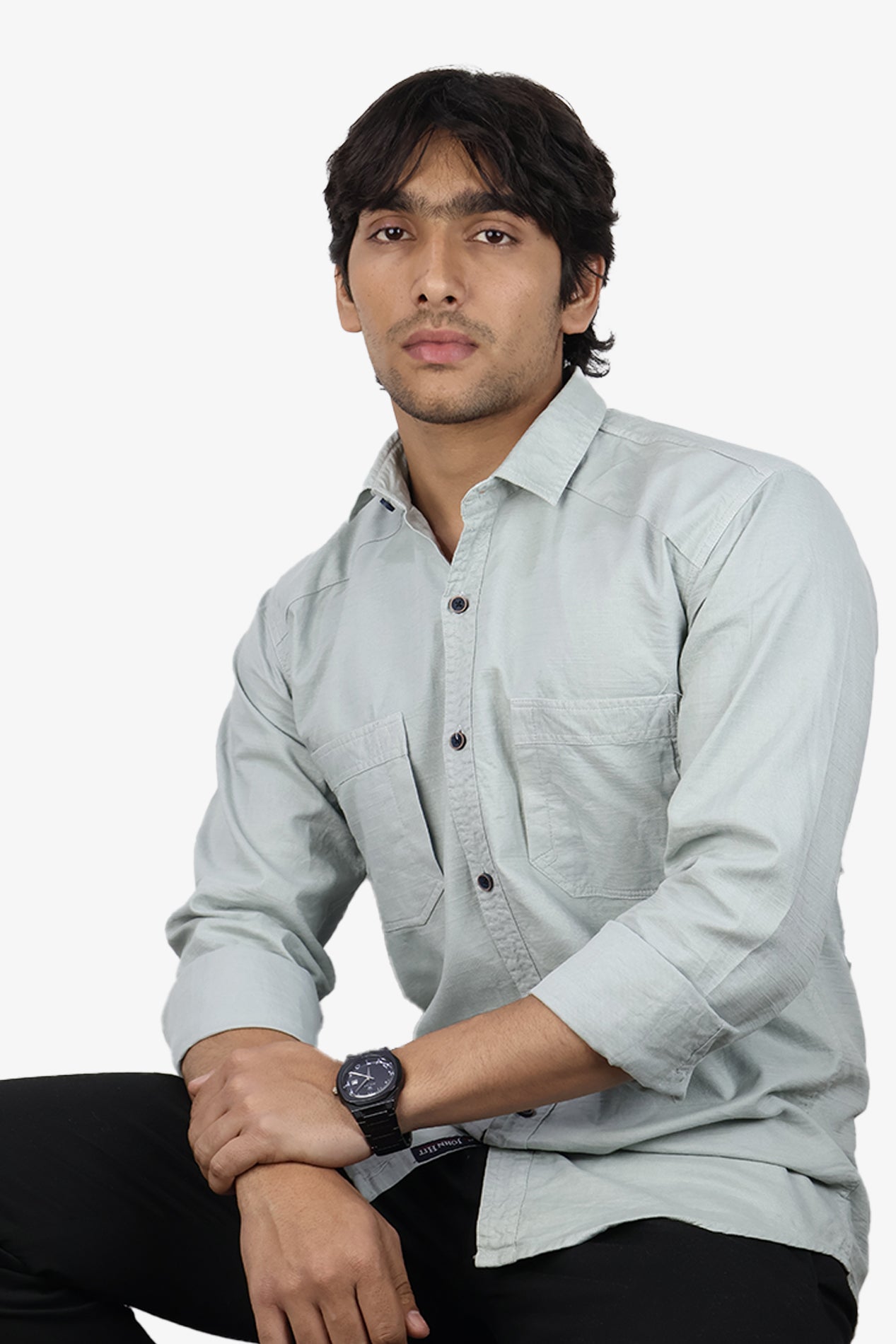 ROXX LIGHT GRAY | SLIM FIT PREMIUM POLO NECK CASUAL SHIRT | ORIGENS