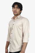 SEEK CREAM | SLIM FIT PREMIUM POLO NECK CASUAL SHIRT | ORIGENS