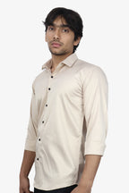 SEEK CREAM | SLIM FIT PREMIUM POLO NECK CASUAL SHIRT | ORIGENS