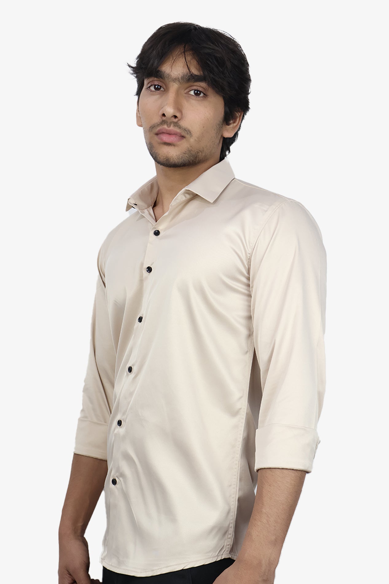 SEEK CREAM | SLIM FIT PREMIUM POLO NECK CASUAL SHIRT | ORIGENS