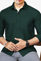 LAFR DARK GREEN | SLIM FIT PREMIUM POLO NECK CASUAL SHIRT | THRENDS