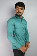 TWEE TEAL | SLIM FIT PREMIUM POLO NECK CASUAL SHIRT | ORIGENS