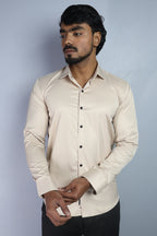 SEEK  S CREAM | SLIM FIT PREMIUM POLO NECK CASUAL SHIRT | ORIGENS