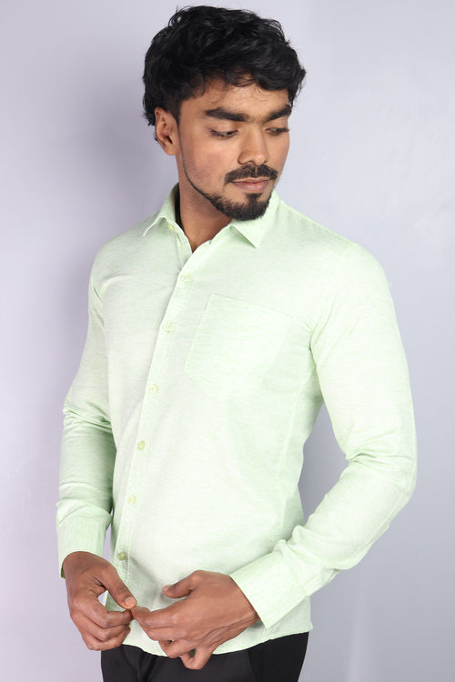 KED  S PARROT GREEN | SLIM FIT PREMIUM POLO NECK CASUAL SHIRT | ORIGENS