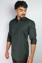 STAN  S DARK GREEN | SLIM FIT PREMIUM POLO NECK CASUAL SHIRT | ORIGENS