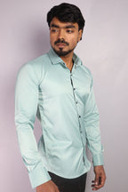 SEEK  S FIROZI BLUE | SLIM FIT PREMIUM POLO NECK CASUAL SHIRT | ORIGENS