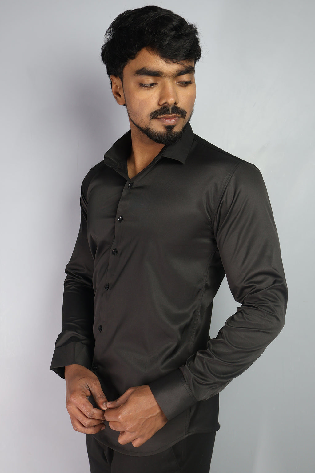 SEEK  S BLACK | SLIM FIT PREMIUM POLO NECK CASUAL SHIRT | ORIGENS