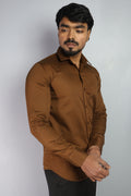 TWEE  S BROWN | SLIM FIT PREMIUM POLO NECK CASUAL SHIRT | ORIGENS