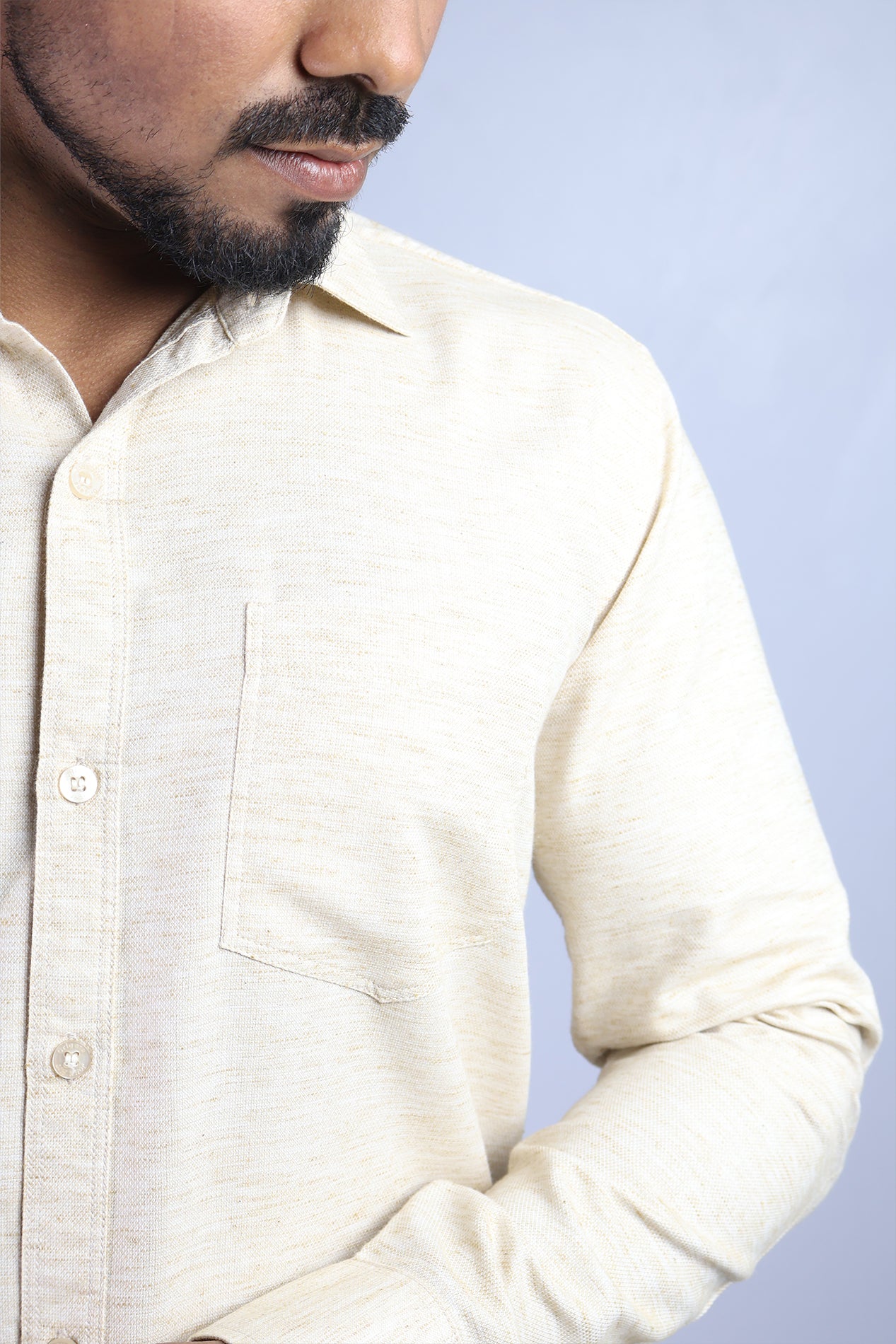 KED  S CREAM | SLIM FIT PREMIUM POLO NECK CASUAL SHIRT | ORIGENS