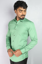 STAN  S PARROT GREEN | SLIM FIT PREMIUM POLO NECK CASUAL SHIRT | ORIGENS