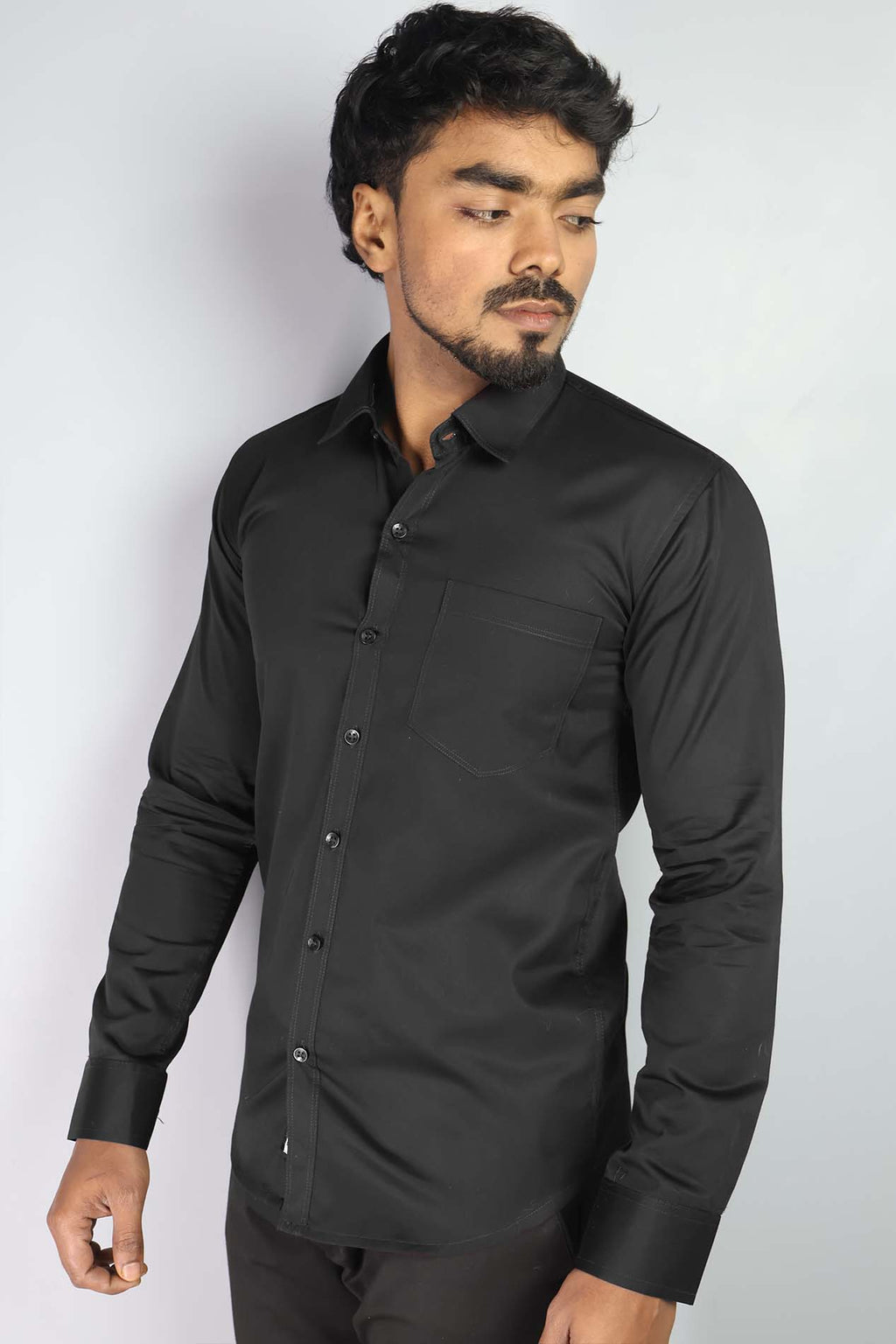 STAN  S BLACK | SLIM FIT PREMIUM POLO NECK CASUAL SHIRT | ORIGENS