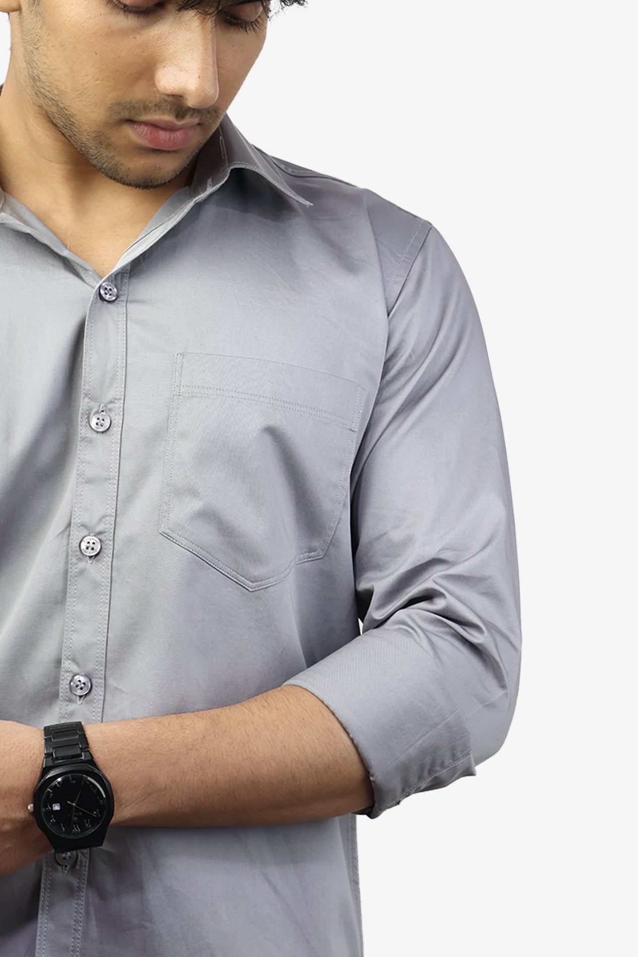 STAN DARK GRAY | SLIM FIT PREMIUM POLO NECK CASUAL SHIRT | ORIGENS