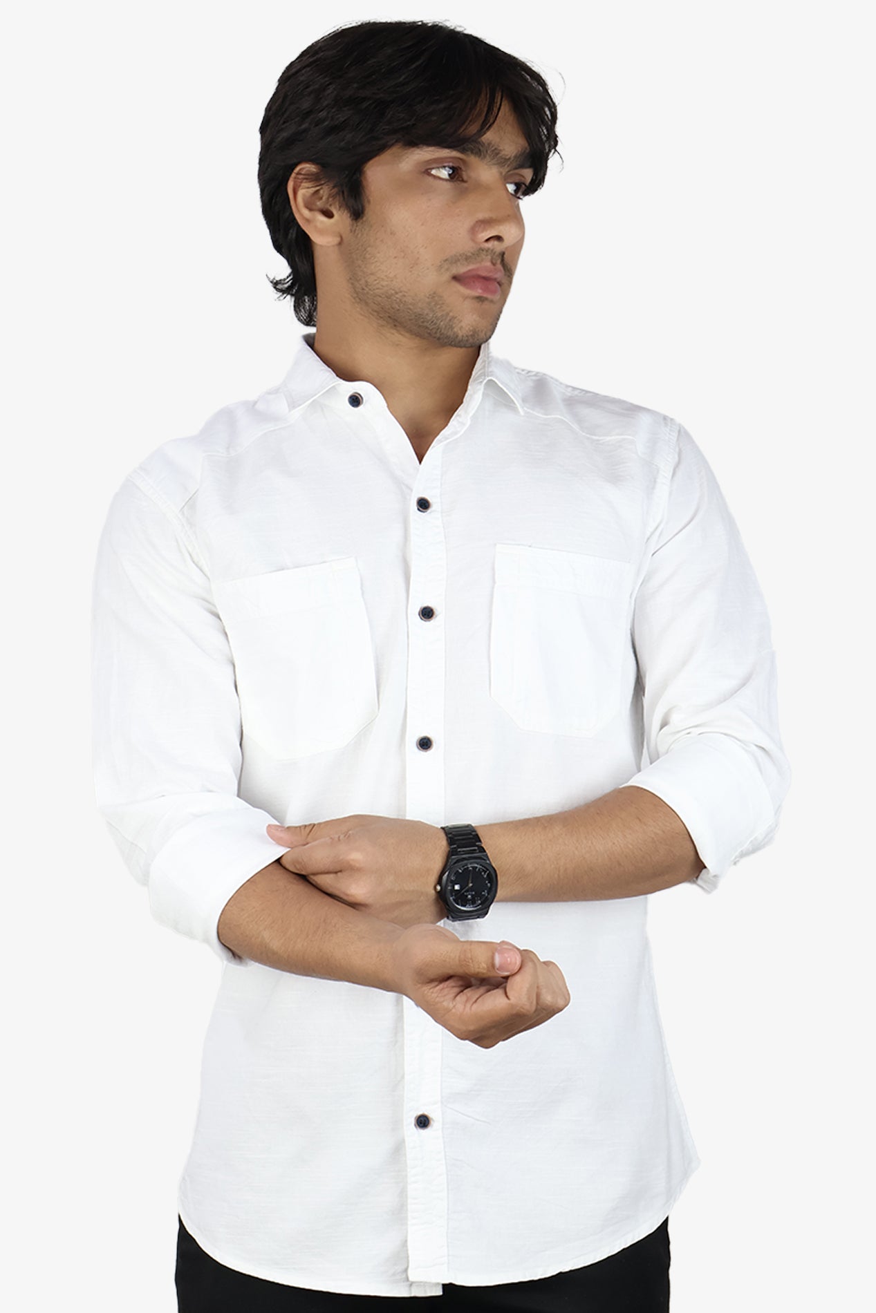 ROXX  S WHITE | SLIM FIT PREMIUM POLO NECK CASUAL SHIRT | ORIGENS