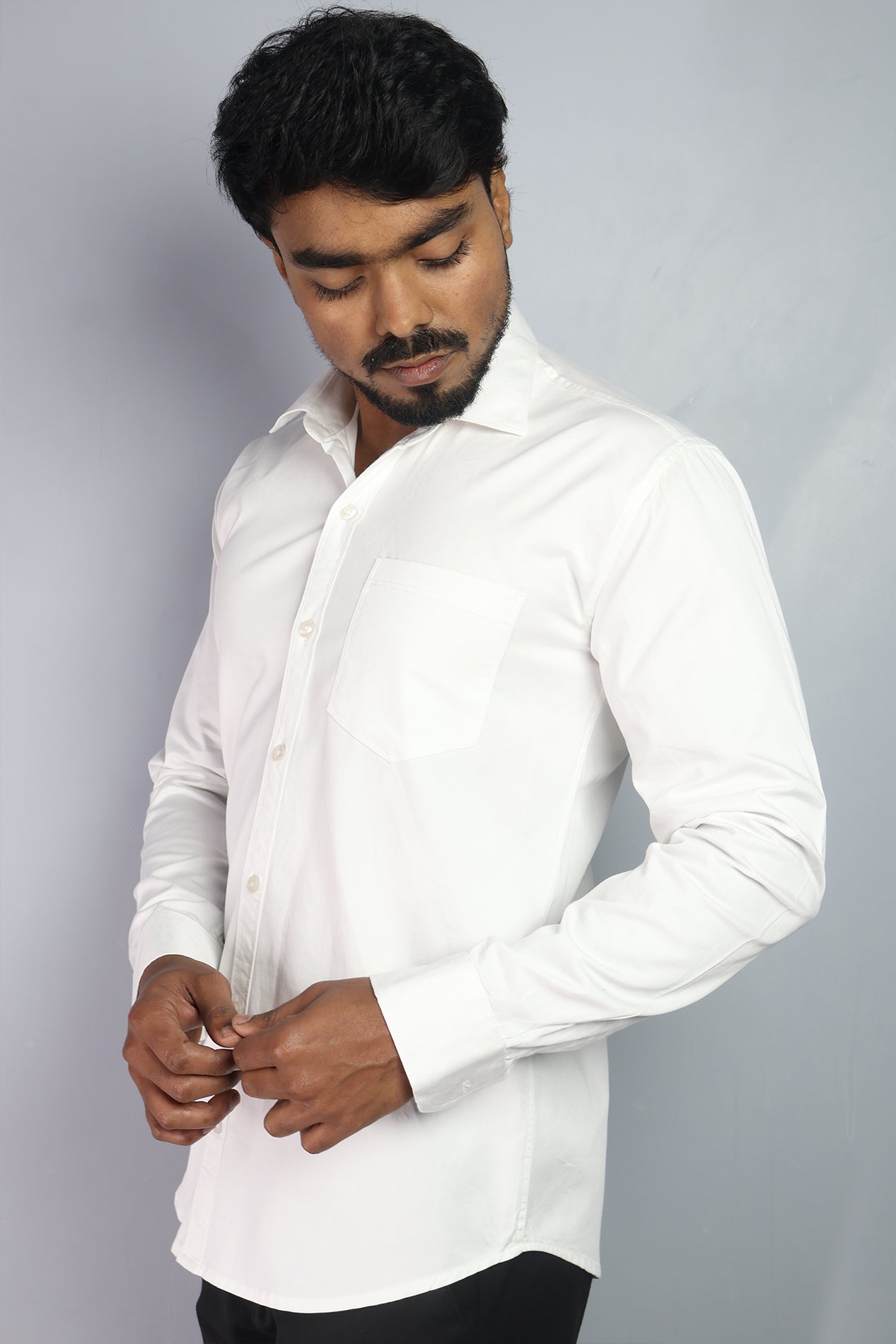TWEE WHITE | SLIM FIT PREMIUM POLO NECK CASUAL SHIRT | ORIGENS