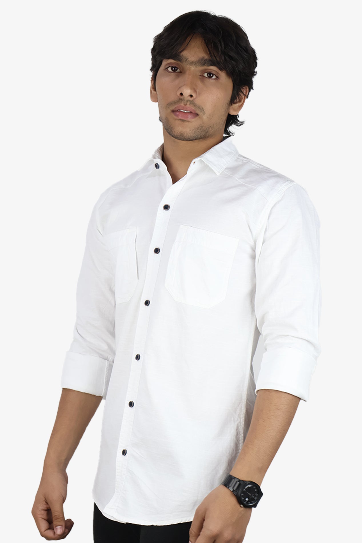 ROXX WHITE | SLIM FIT PREMIUM POLO NECK CASUAL SHIRT | ORIGENS