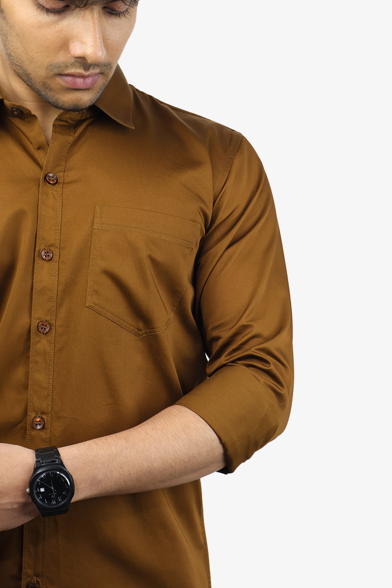 STAN BROWN | SLIM FIT PREMIUM POLO NECK CASUAL SHIRT | ORIGENS