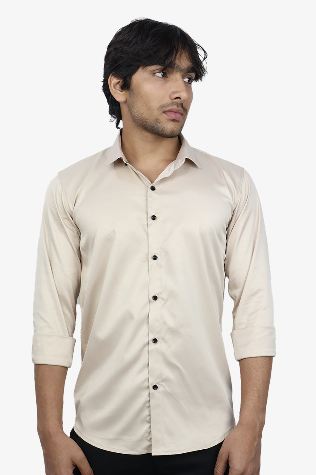 SEEK CREAM | SLIM FIT PREMIUM POLO NECK CASUAL SHIRT | ORIGENS