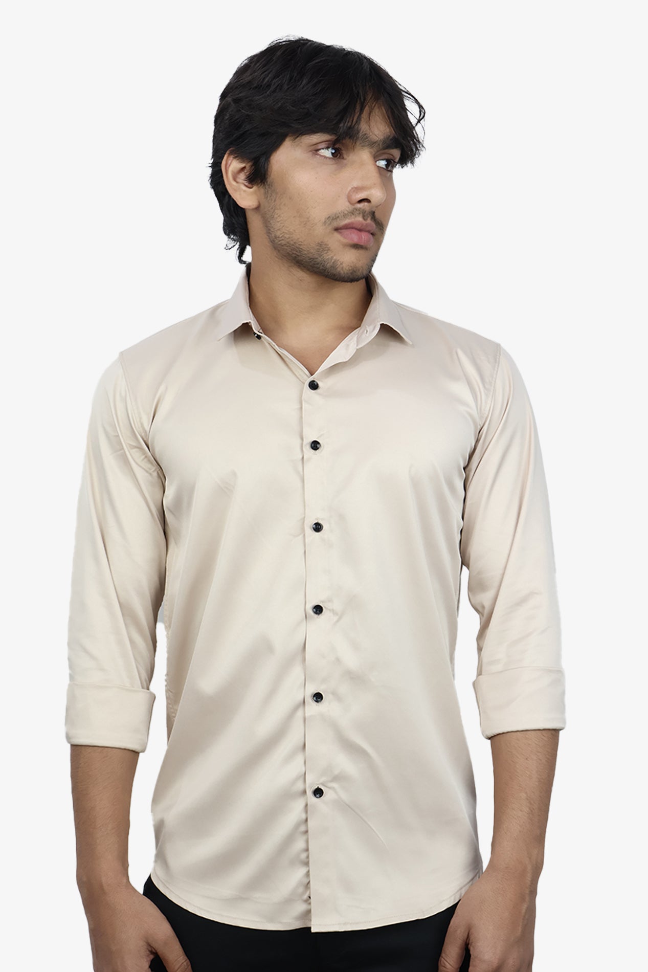 SEEK CREAM | SLIM FIT PREMIUM POLO NECK CASUAL SHIRT | ORIGENS
