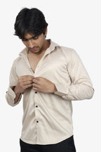SEEK CREAM | SLIM FIT PREMIUM POLO NECK CASUAL SHIRT | ORIGENS
