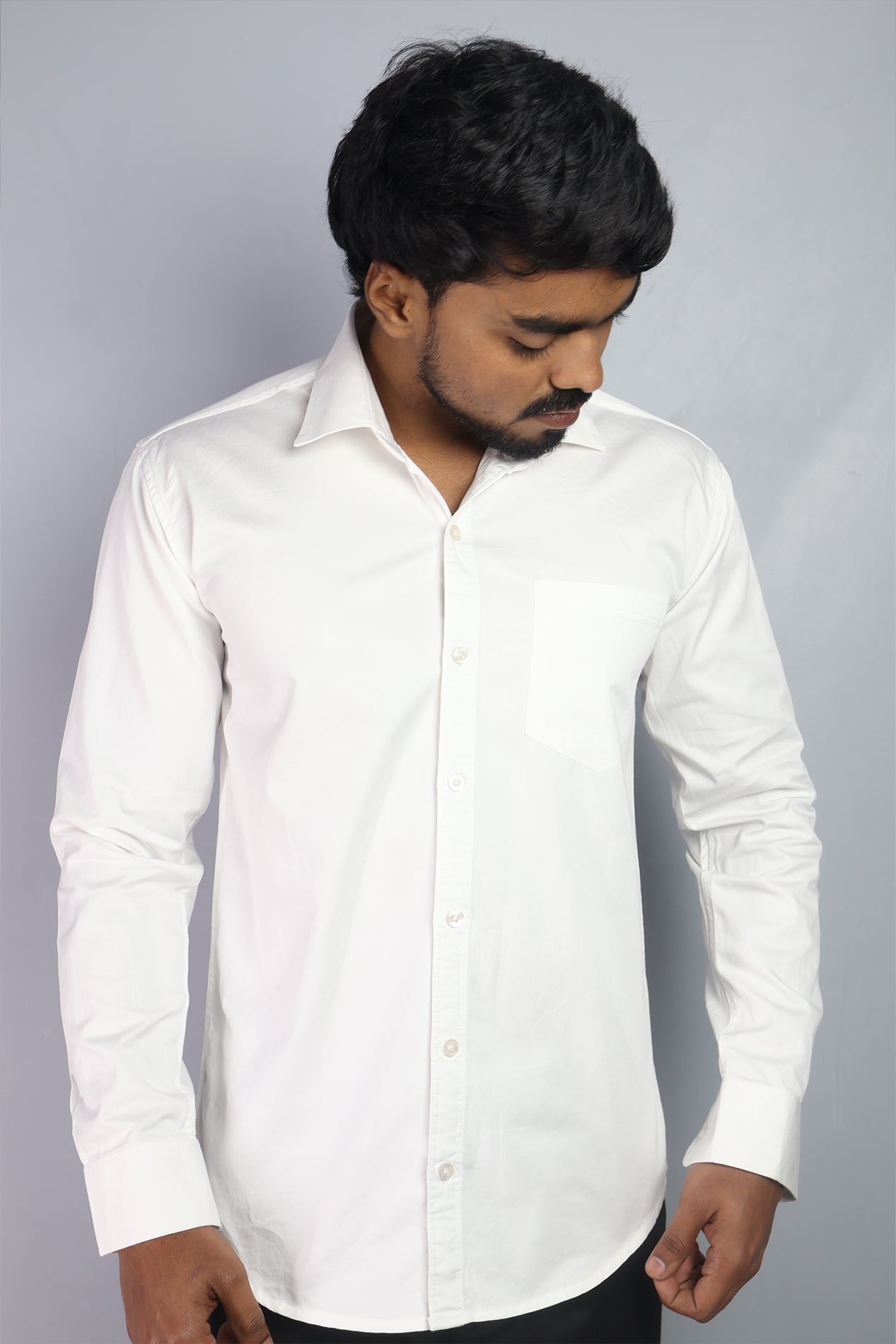 TWEE WHITE | SLIM FIT PREMIUM POLO NECK CASUAL SHIRT | ORIGENS