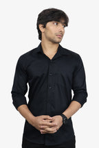 STAN BLACK | SLIM FIT PREMIUM POLO NECK CASUAL SHIRT | ORIGENS