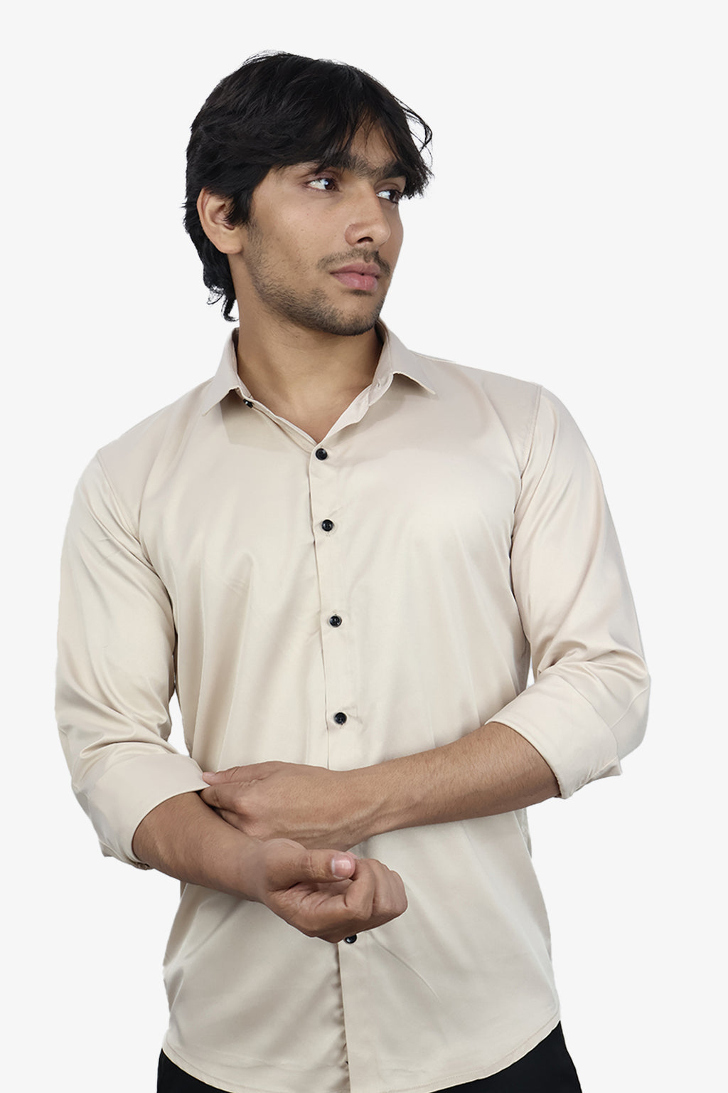 SEEK CREAM | SLIM FIT PREMIUM POLO NECK CASUAL SHIRT | ORIGENS