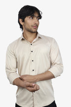 SEEK CREAM | SLIM FIT PREMIUM POLO NECK CASUAL SHIRT | ORIGENS