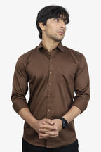 STAN COFFEE BROWN | SLIM FIT PREMIUM POLO NECK CASUAL SHIRT | ORIGENS