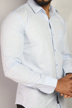 LIN  S SKY BLUE | SLIM FIT PREMIUM POLO NECK CASUAL SHIRT | ORIGENS