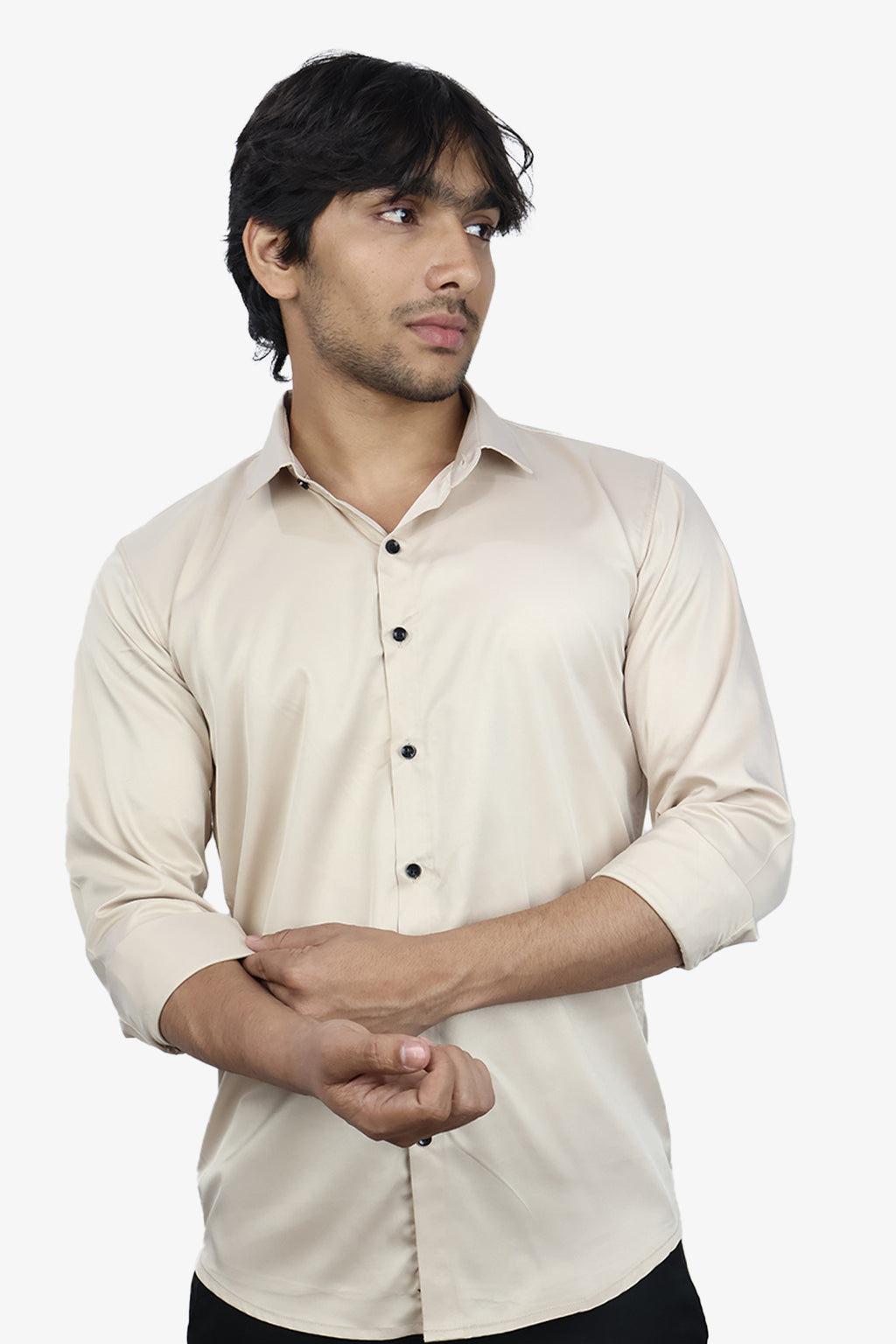SEEK CREAM | SLIM FIT PREMIUM POLO NECK CASUAL SHIRT | ORIGENS