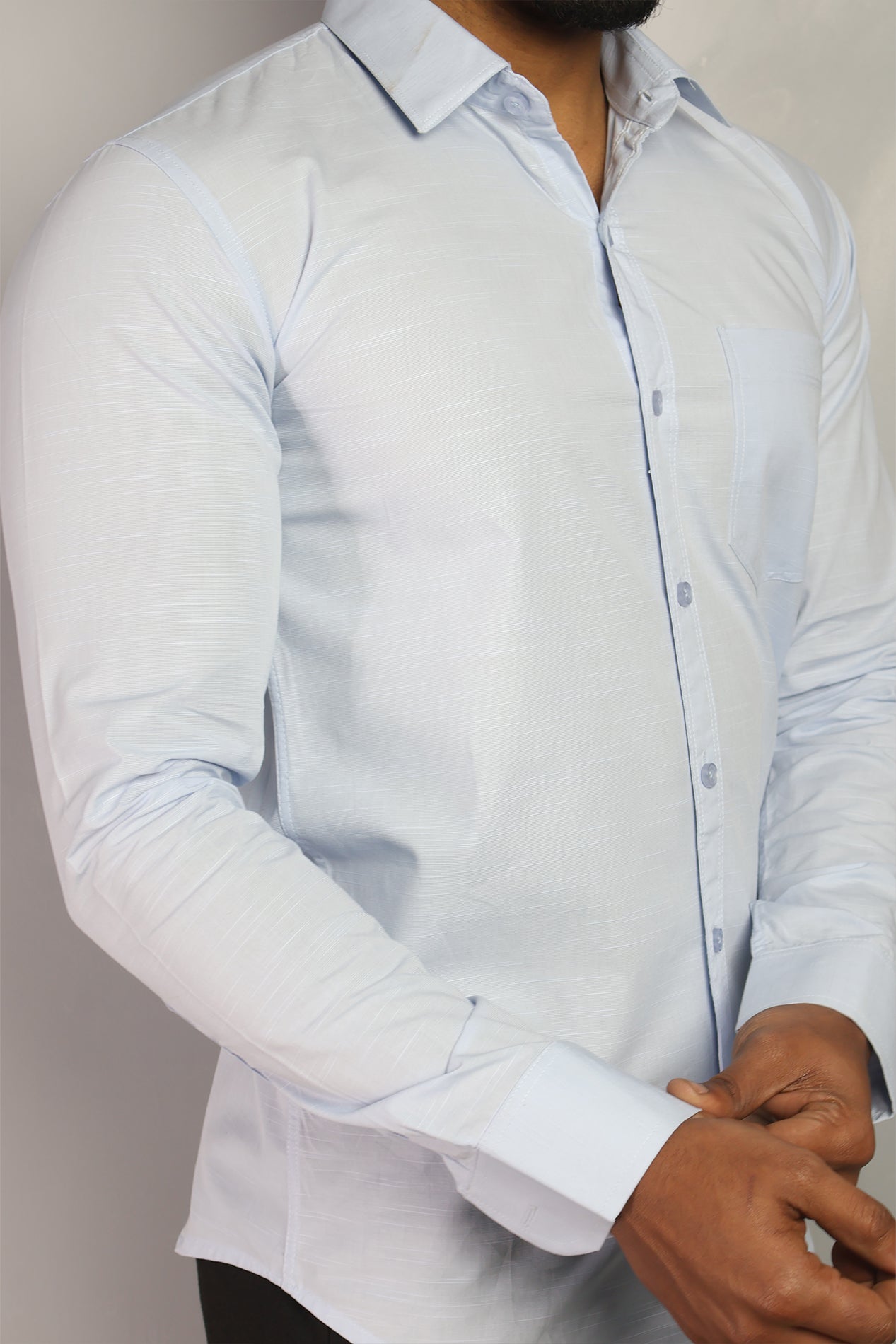 LIN  S SKY BLUE | SLIM FIT PREMIUM POLO NECK CASUAL SHIRT | ORIGENS