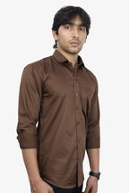 STAN COFFEE BROWN | SLIM FIT PREMIUM POLO NECK CASUAL SHIRT | ORIGENS