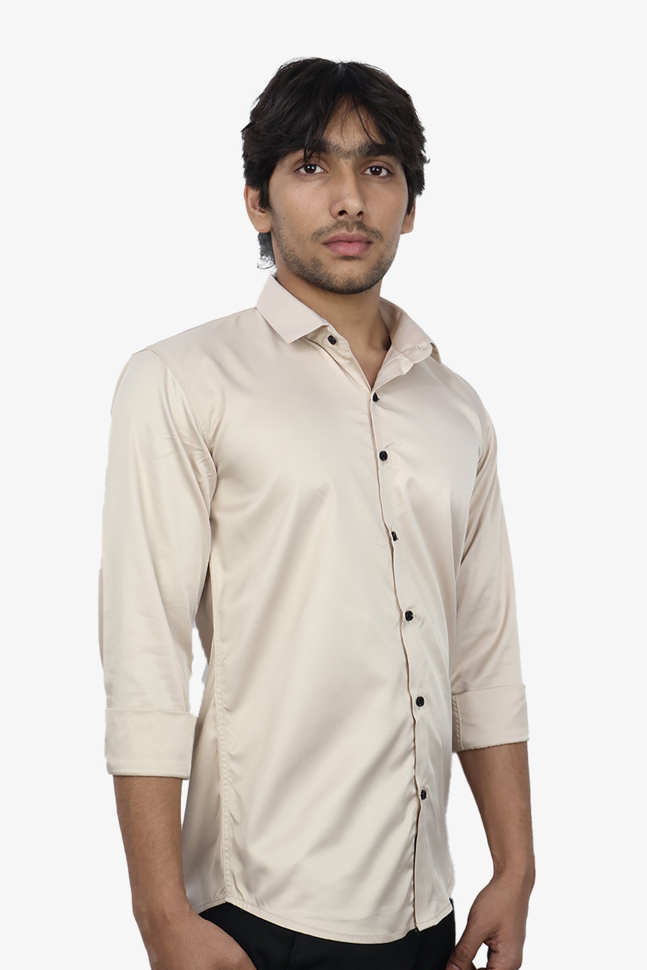 SEEK CREAM | SLIM FIT PREMIUM POLO NECK CASUAL SHIRT | ORIGENS