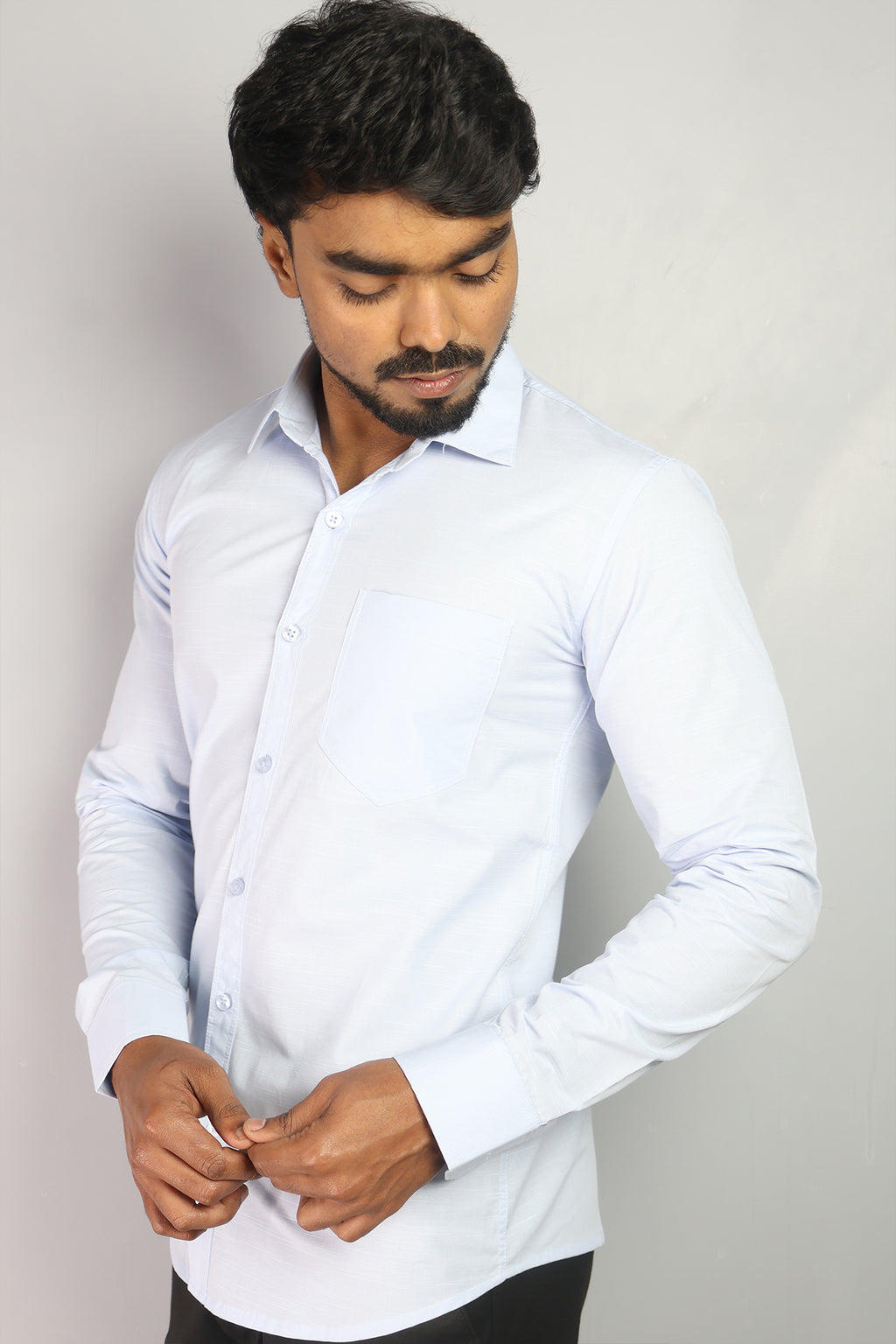 LIN  S SKY BLUE | SLIM FIT PREMIUM POLO NECK CASUAL SHIRT | ORIGENS