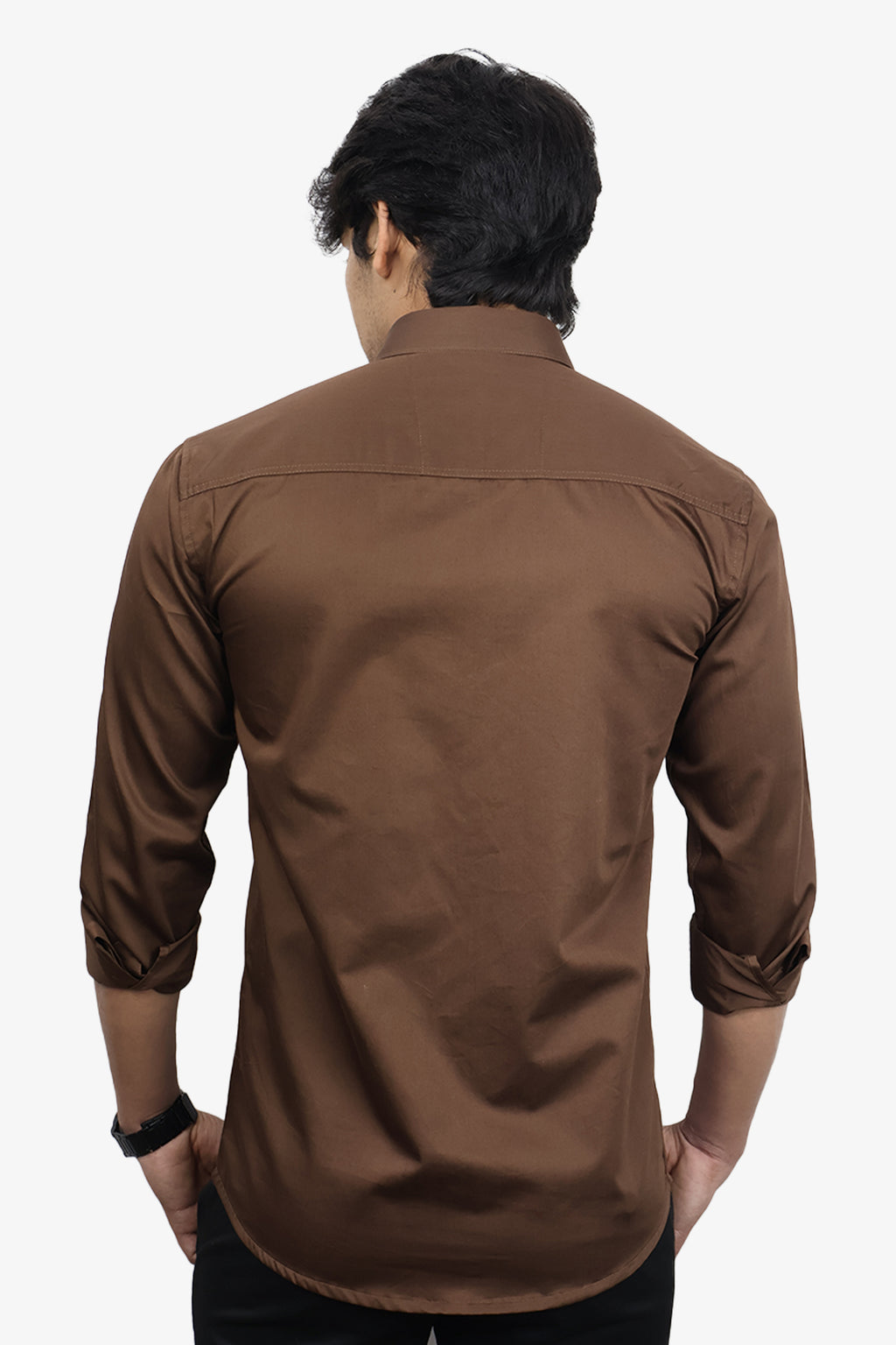 STAN COFFEE BROWN | SLIM FIT PREMIUM POLO NECK CASUAL SHIRT | ORIGENS