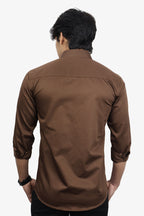 STAN COFFEE BROWN | SLIM FIT PREMIUM POLO NECK CASUAL SHIRT | ORIGENS
