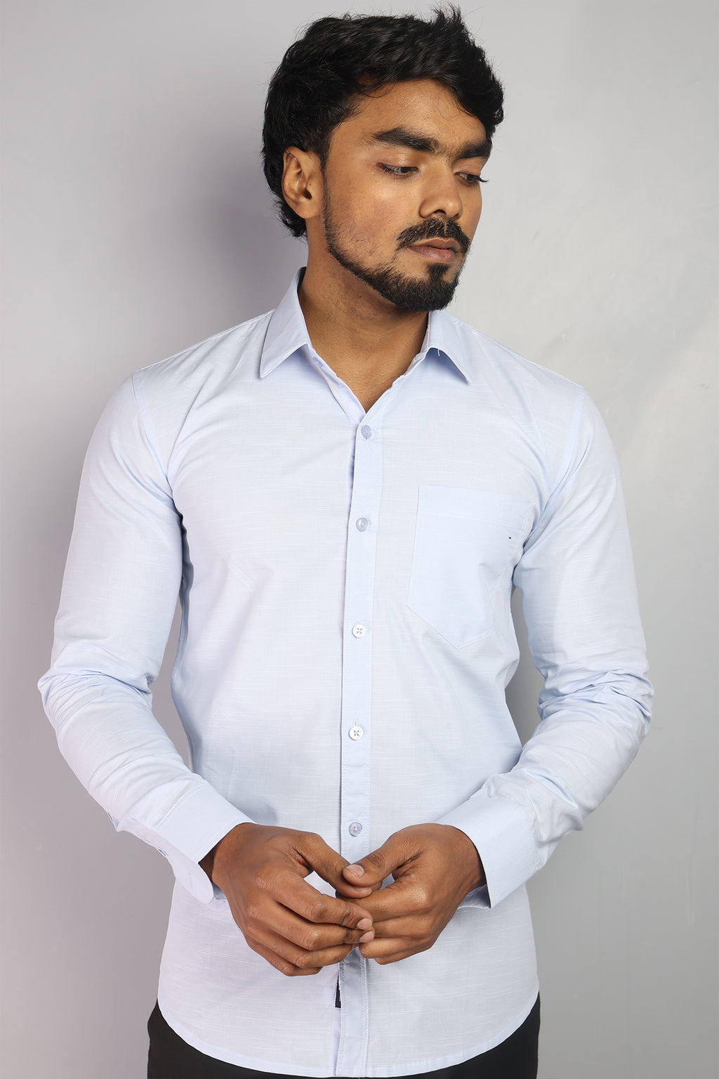 LIN  S SKY BLUE | SLIM FIT PREMIUM POLO NECK CASUAL SHIRT | ORIGENS