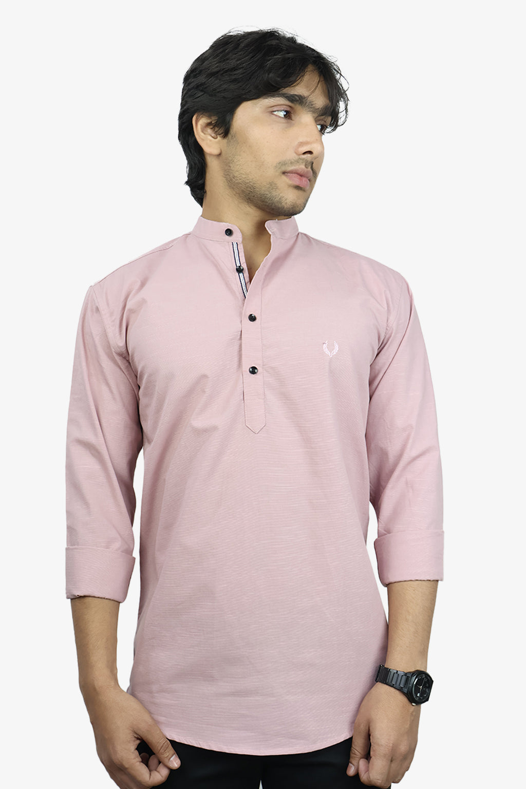 LUKE  S PEACH | SLIM FIT PREMIUM MANDARIN COLLAR CASUAL SHIRT | ORIGENS