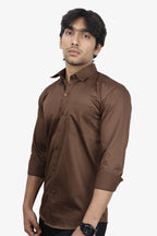 STAN COFFEE BROWN | SLIM FIT PREMIUM POLO NECK CASUAL SHIRT | ORIGENS