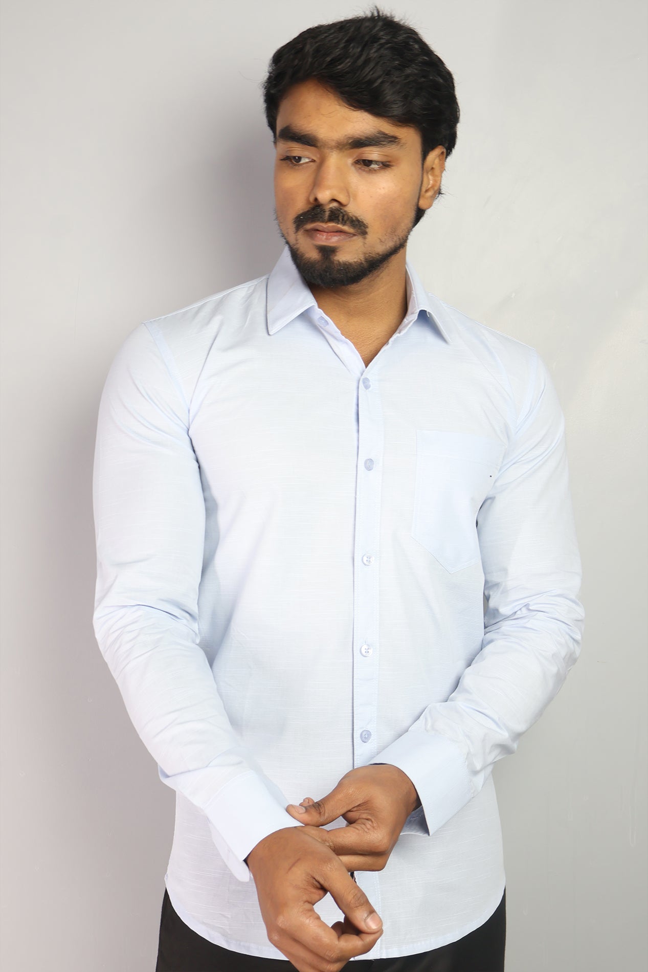 LIN  S SKY BLUE | SLIM FIT PREMIUM POLO NECK CASUAL SHIRT | ORIGENS