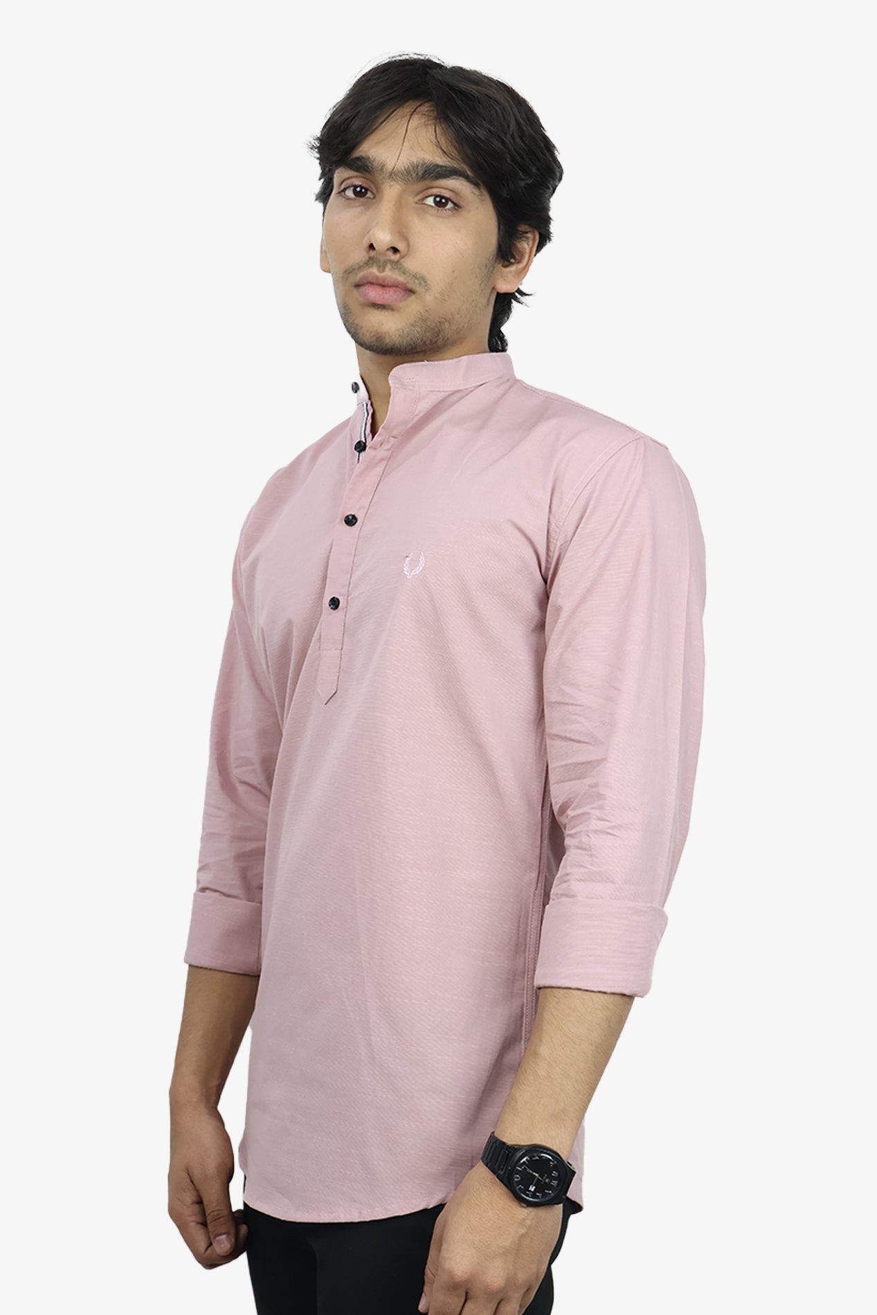 LUKE  S PEACH | SLIM FIT PREMIUM MANDARIN COLLAR CASUAL SHIRT | ORIGENS