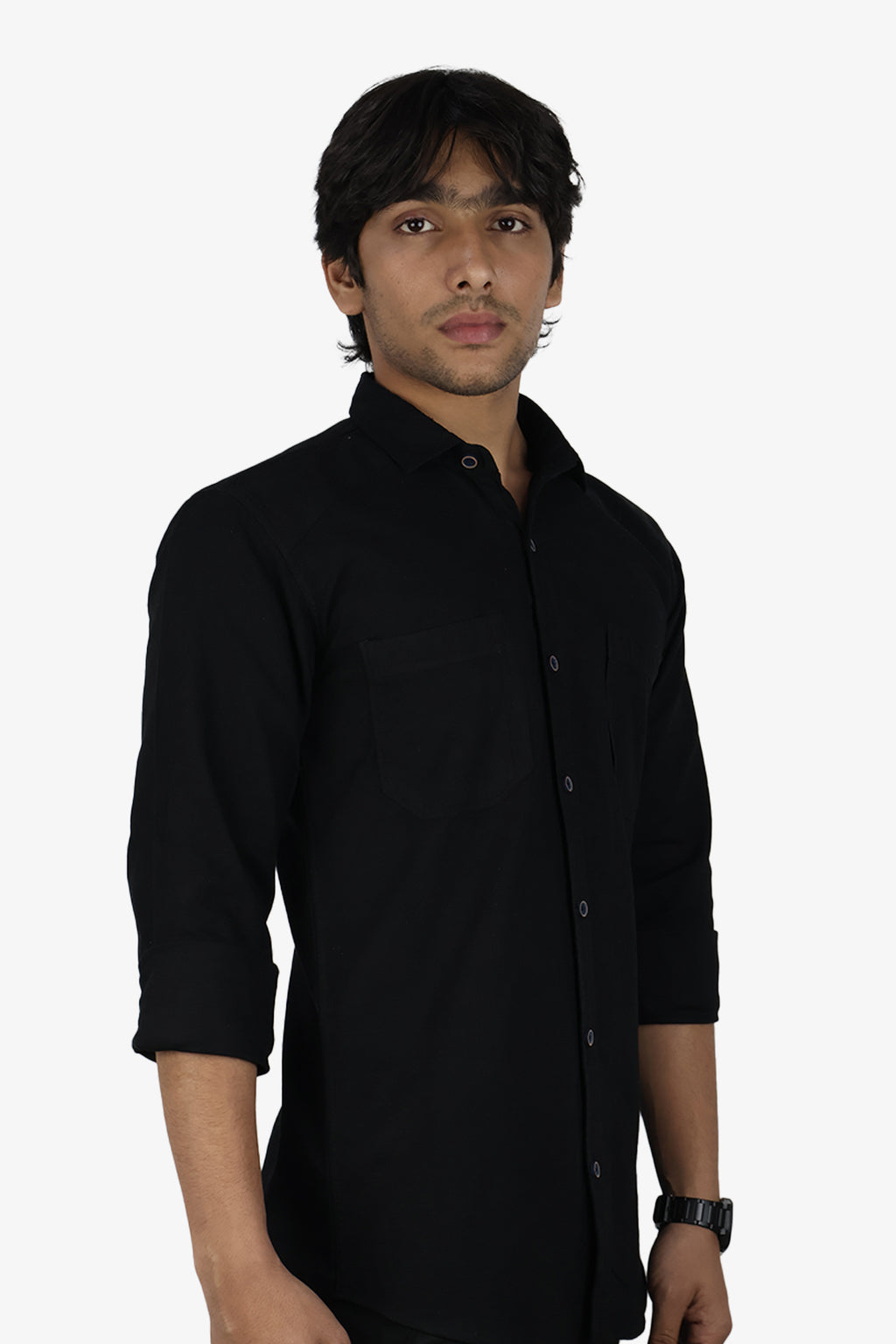 ROXX  S BLACK | SLIM FIT PREMIUM POLO NECK CASUAL SHIRT | ORIGENS
