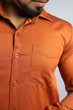 TWEE RUST BROWN | SLIM FIT PREMIUM POLO NECK CASUAL SHIRT | ORIGENS
