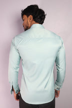 SEEK  S FIROZI BLUE | SLIM FIT PREMIUM POLO NECK CASUAL SHIRT | ORIGENS