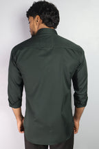 STAN  S DARK GREEN | SLIM FIT PREMIUM POLO NECK CASUAL SHIRT | ORIGENS